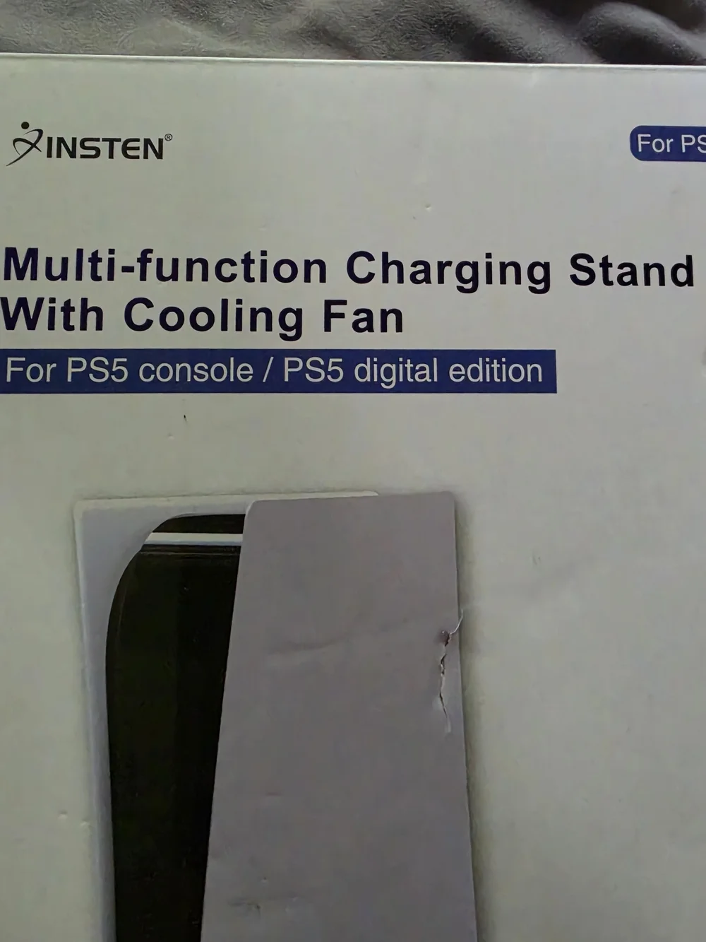 White PS5 Multi-Function Charging Stand with Cooling Fan